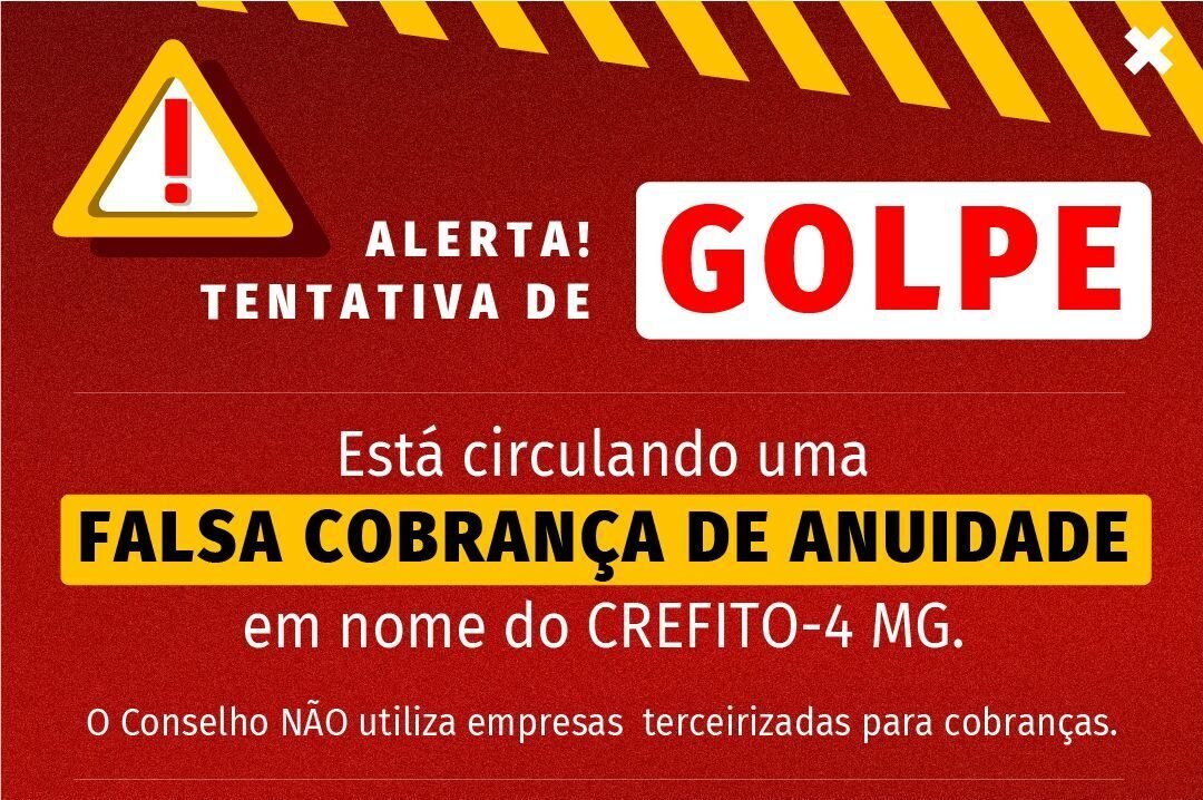 CREFITO-4 MG alerta profissionais sobre tentativa de cobrança indevida em nome do Conselho
