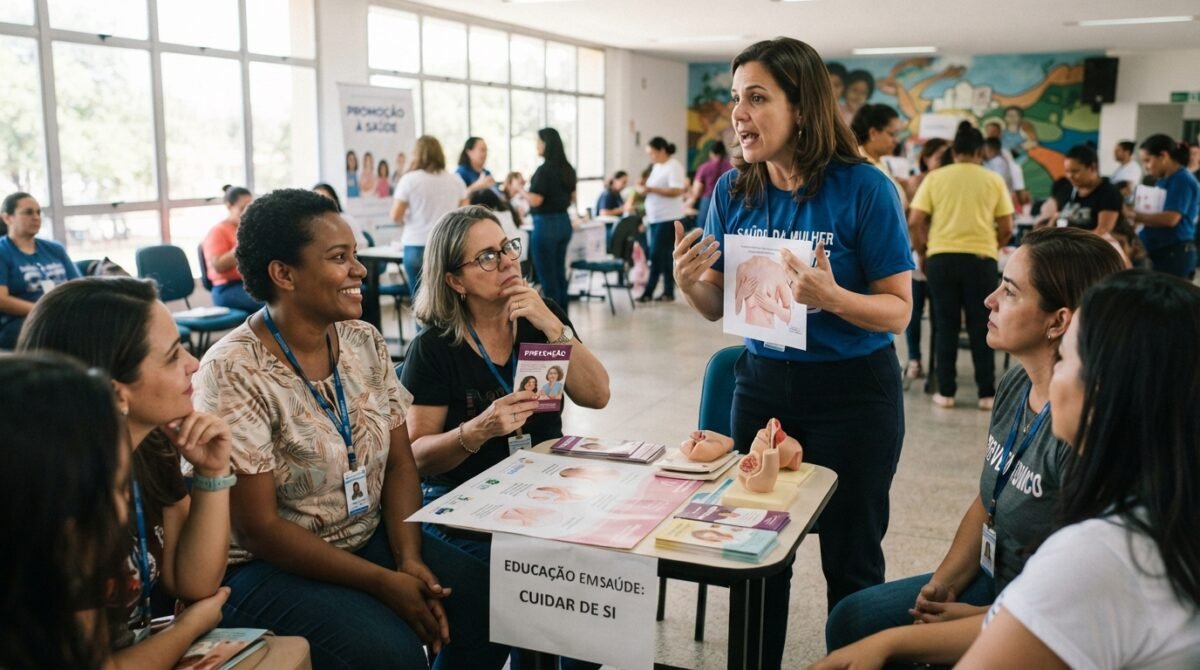 Servidoras participam de ação educativa sobre saúde da mulher
